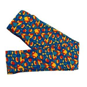 0661 LulaRoe Kids Leggings S/M Triangles and Circles Print Green and Beige New
